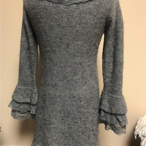 Sloni Size Small Chic Gray Women's Cardigan with Lace Details - Picture 3 of 3